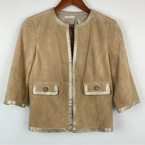 Classiques Entier size Petite Medium Women’s Tan Suede Gold Trim Leather Jacket